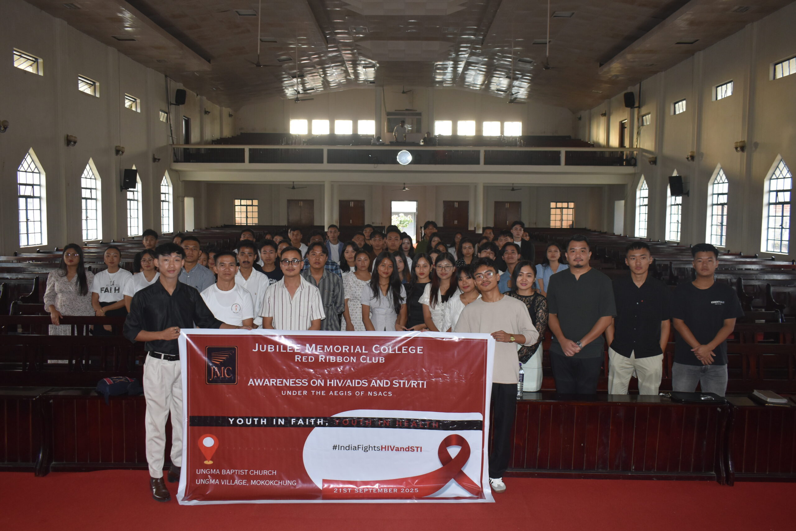 JMC Red Ribbon Club Observes HIV/AIDS & STI/RTI Awareness Programme at Ungma Baptist Church on 21st September 2025